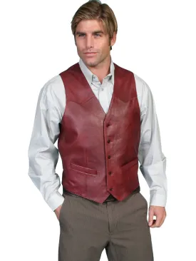 Scully Leather Mens Black Lamb Lambskin Button Front Vest Cherry 44L