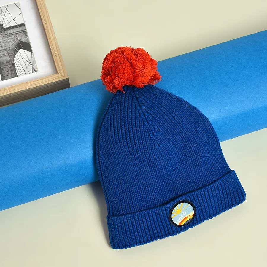 Adventure Pompom Knitted Cap Blue