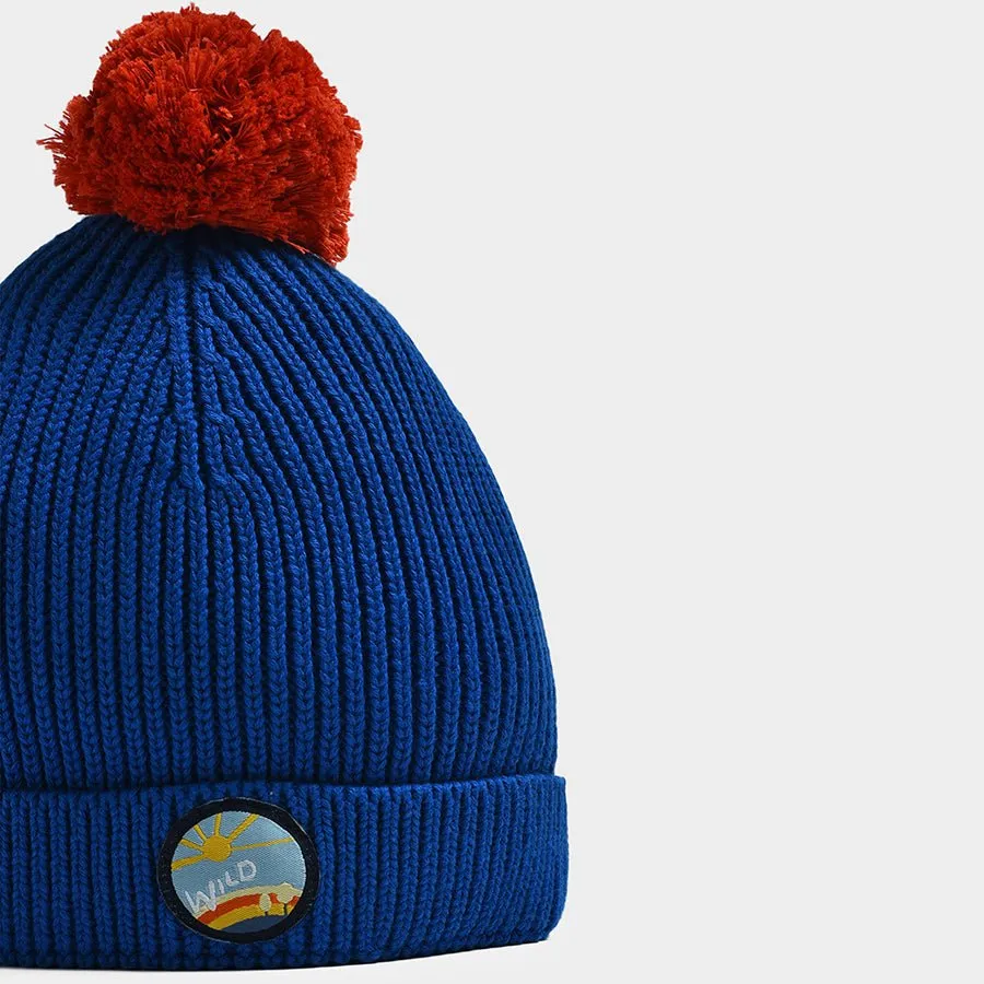 Adventure Pompom Knitted Cap Blue