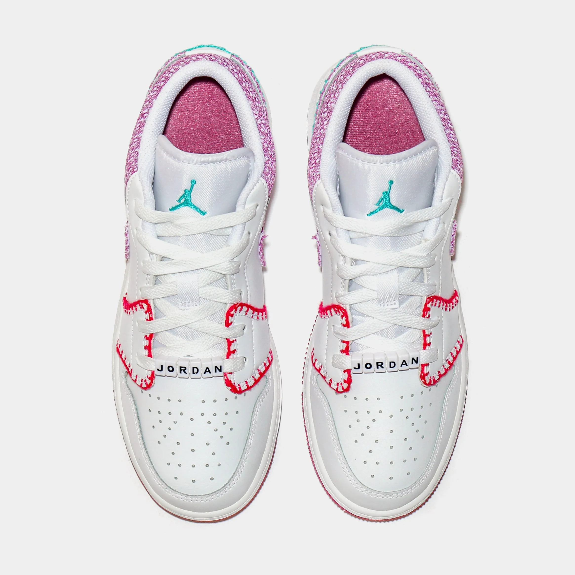 Air Jordan 1 Low Knit Grade School Lifestyle Shoes (White/Pink) Free Shipping