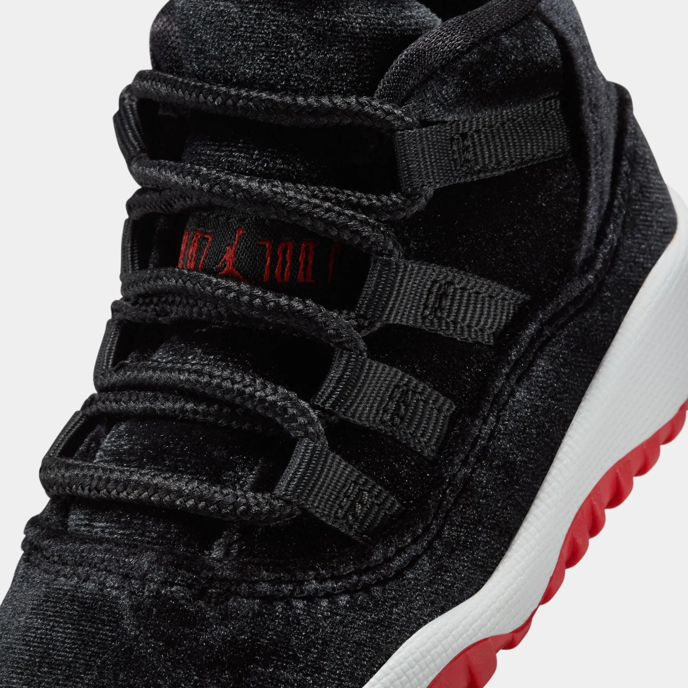 Air Jordan 11 Bred Velvet Infant Toddler Lifestyle Shoes (Black/Gym Red/White)