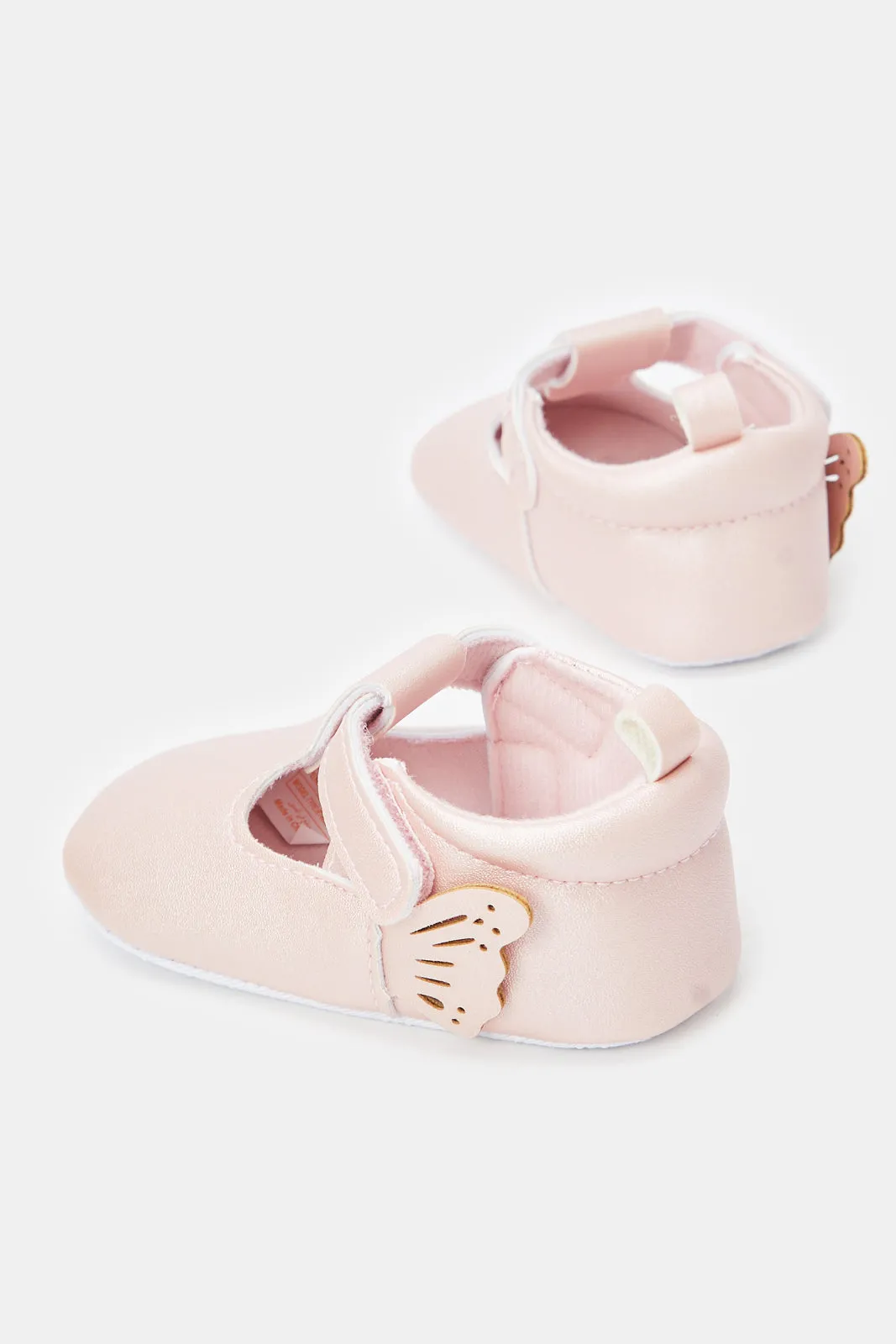 Babies Pink Butterfly Pram Shoes