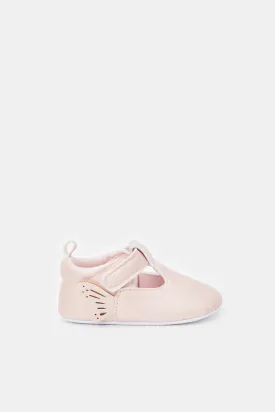 Babies Pink Butterfly Pram Shoes