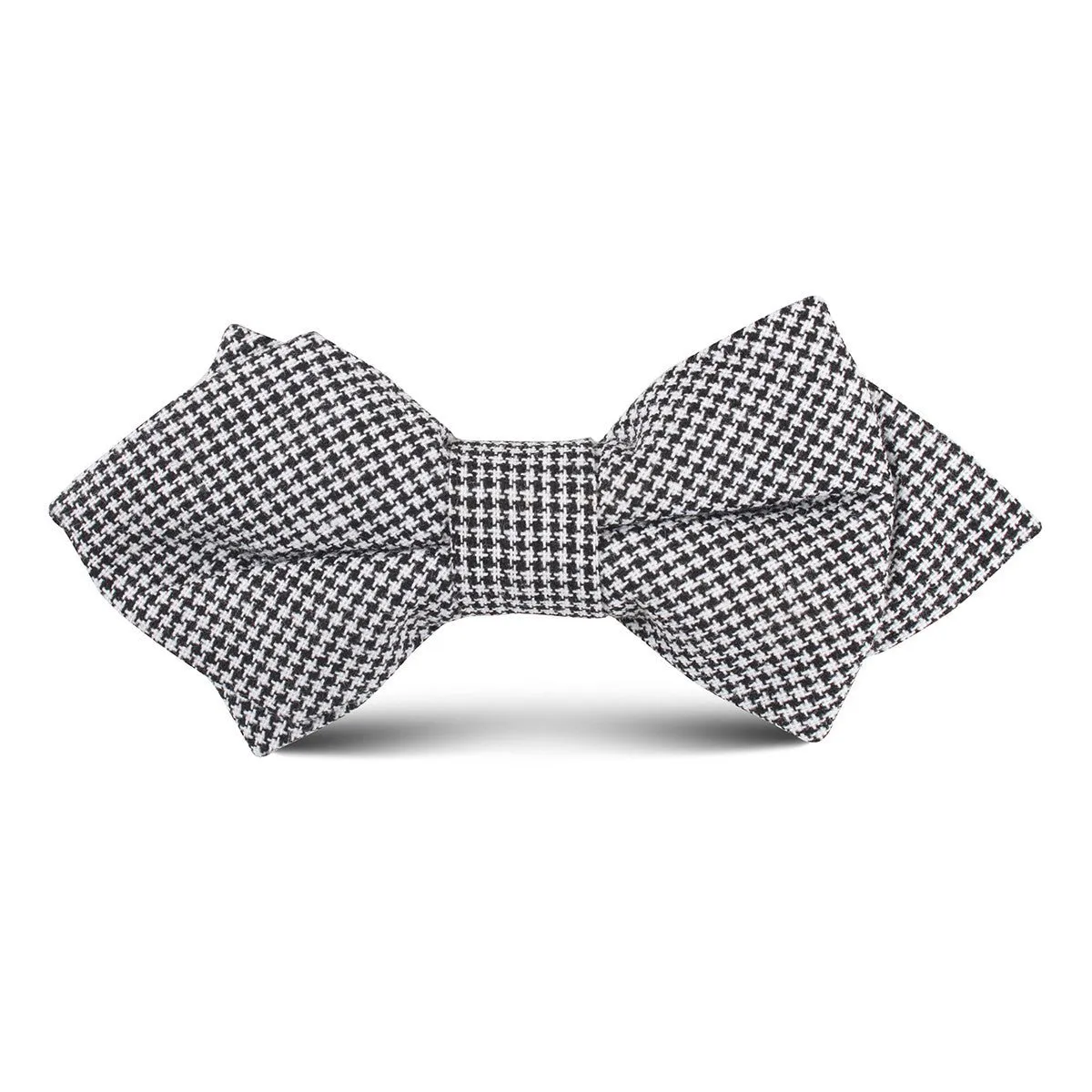 Black & White Houndstooth Cotton Kids Diamond Bow Tie