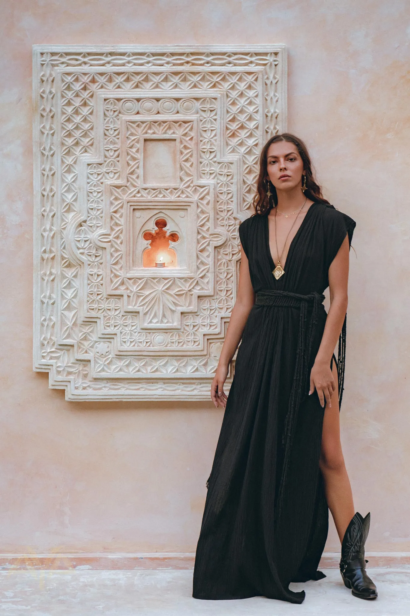 Black Goddess Macrame Dress • Boho Macrame Organic Wedding Dress