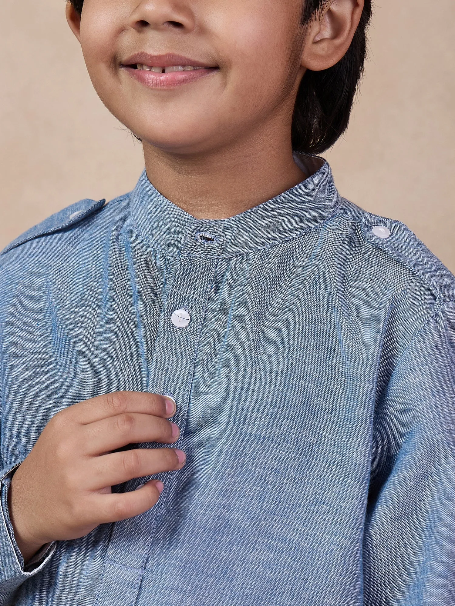 Boys Band Collar Straight Kurta With Salwar