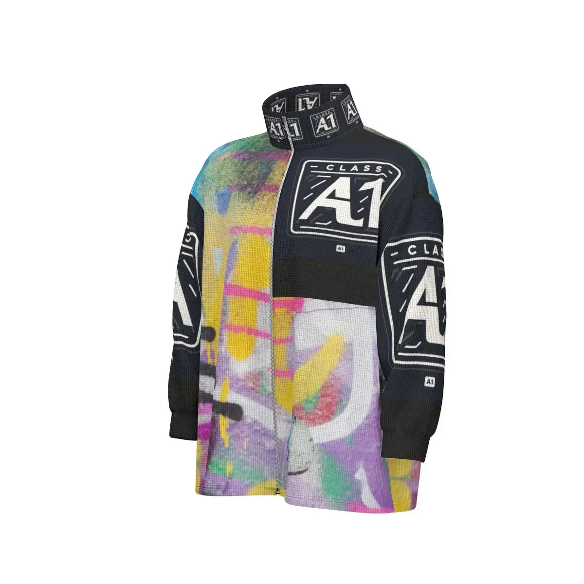 ClassA1 Graffiti Unisex Stand Collar Zipped Jacket