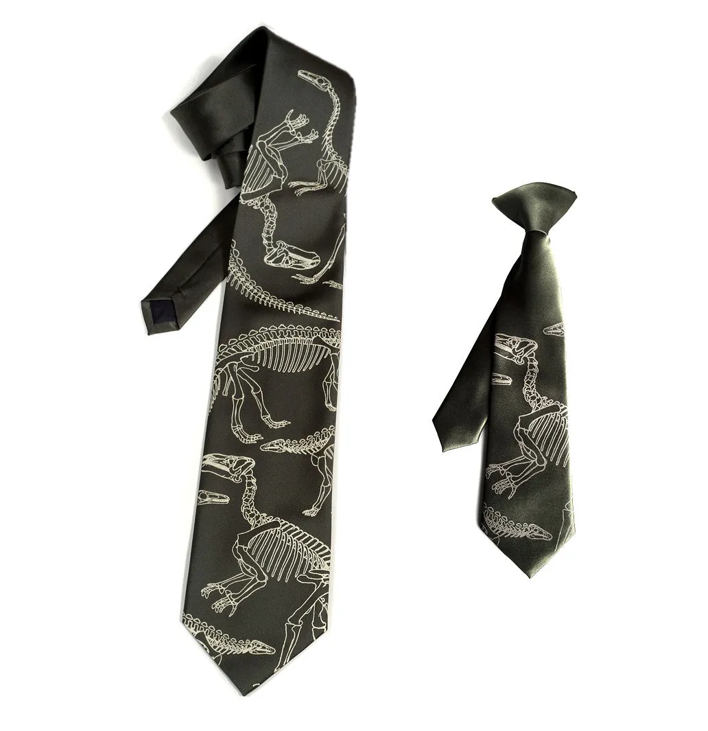 Dinosaur Bones kids tie. Boys clip-on necktie.