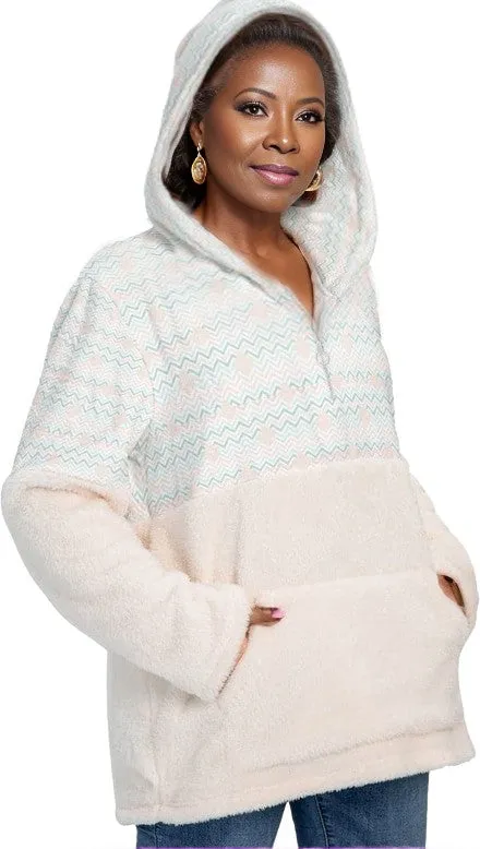 Easy Days Womens Borg Fleece Hoodie With Half Zip Voluptuous ( ) Plus Size