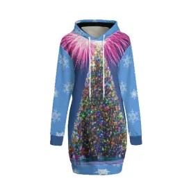 Firework Interlock Women's Christmas Hoodie Dress