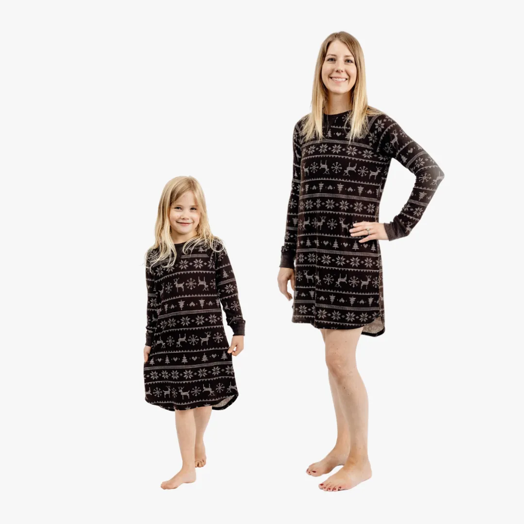 Girls' Sleepshirt - Black Fair Isle