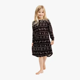 Girls' Sleepshirt - Black Fair Isle