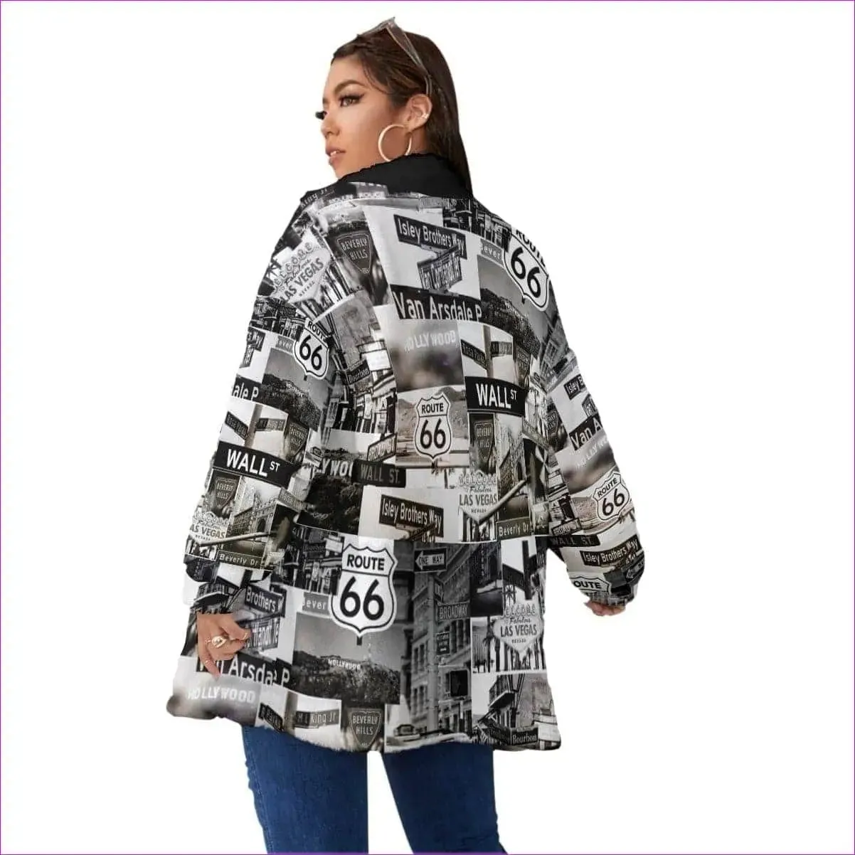 Greyed Streets Womens Block Borg Stand-up Collar Coat With Zipper Voluptuous ( ) Plus Size