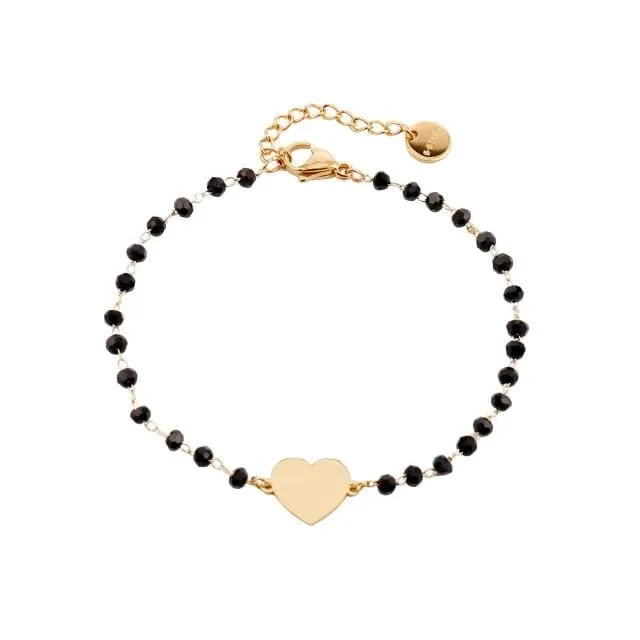 Heart Charm Crystal Beaded Bracelet