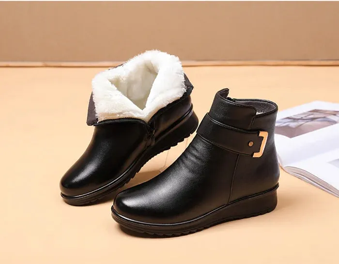 🔥HOT SALE 49% OFF🔥Genuine Leather Metal Buckle Velvet Boots