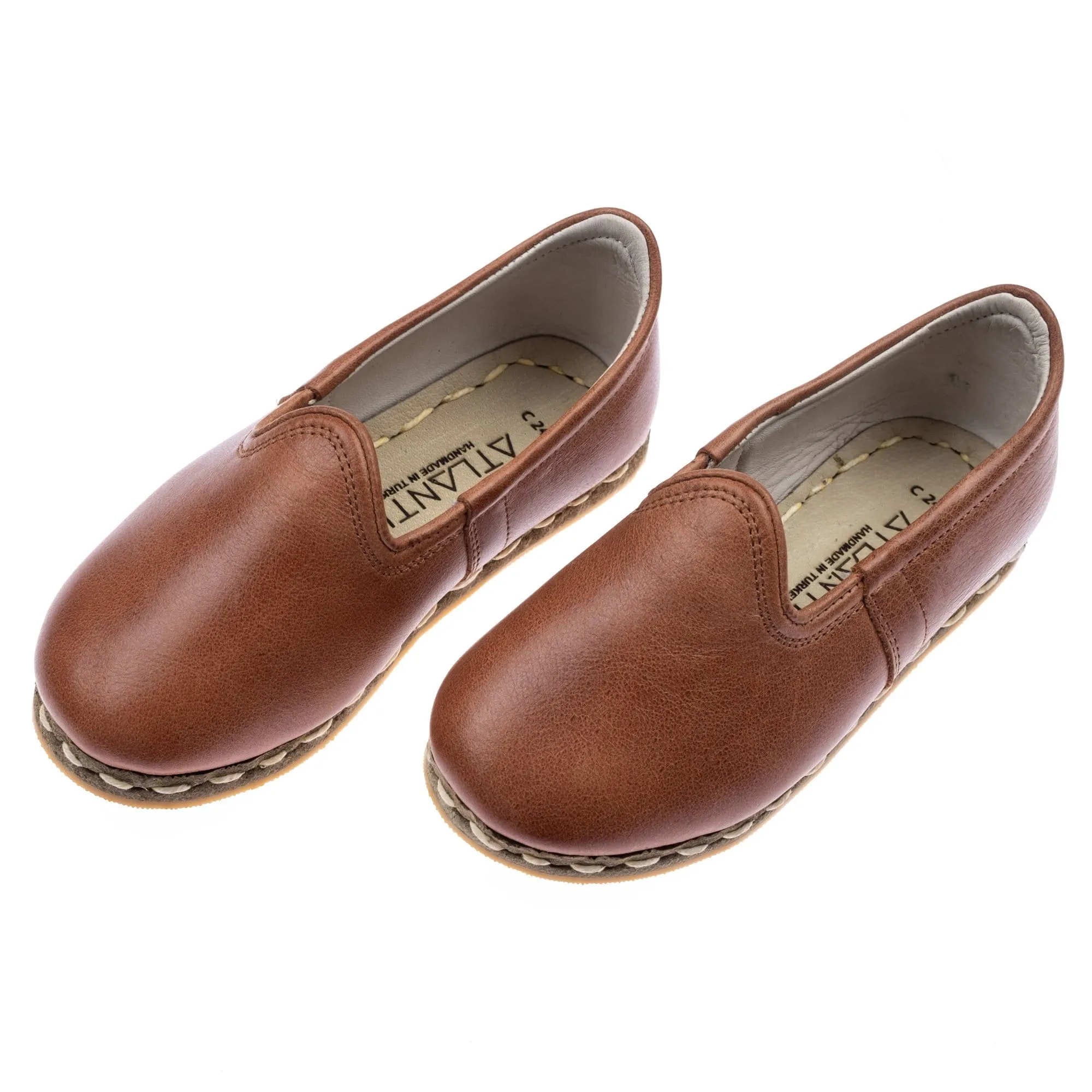 Kids Antique Brown Leather Shoes