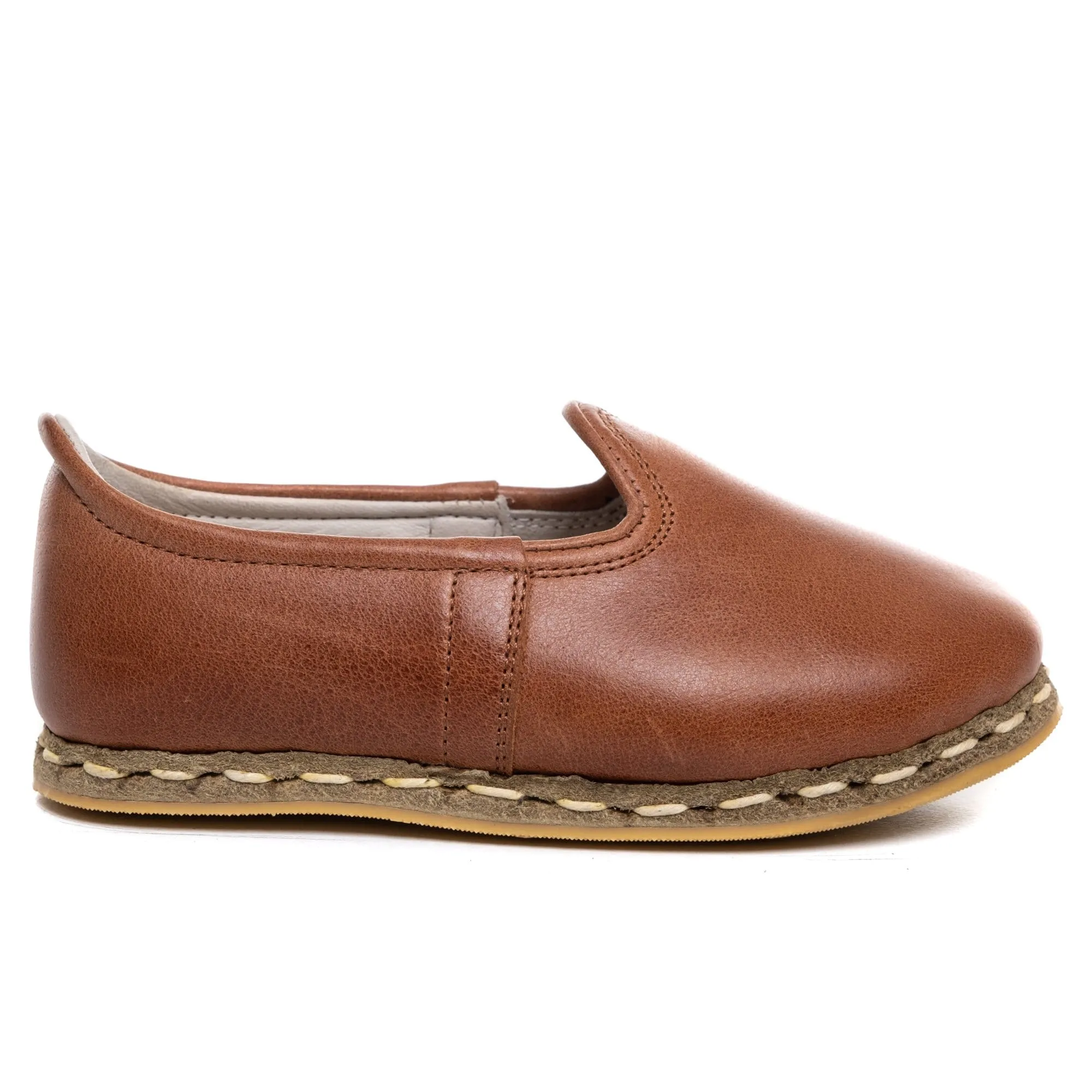 Kids Antique Brown Leather Shoes