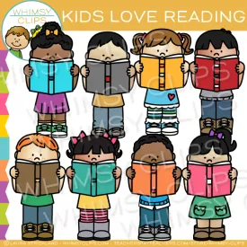 Kids Love Reading Clip Art