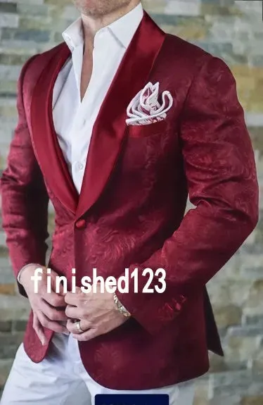 Latest Design One Button White Paisley Shawl Lapel Wedding Groom Tuxedos Men Party Groomsmen Suits (Jacket Pants Tie) K32