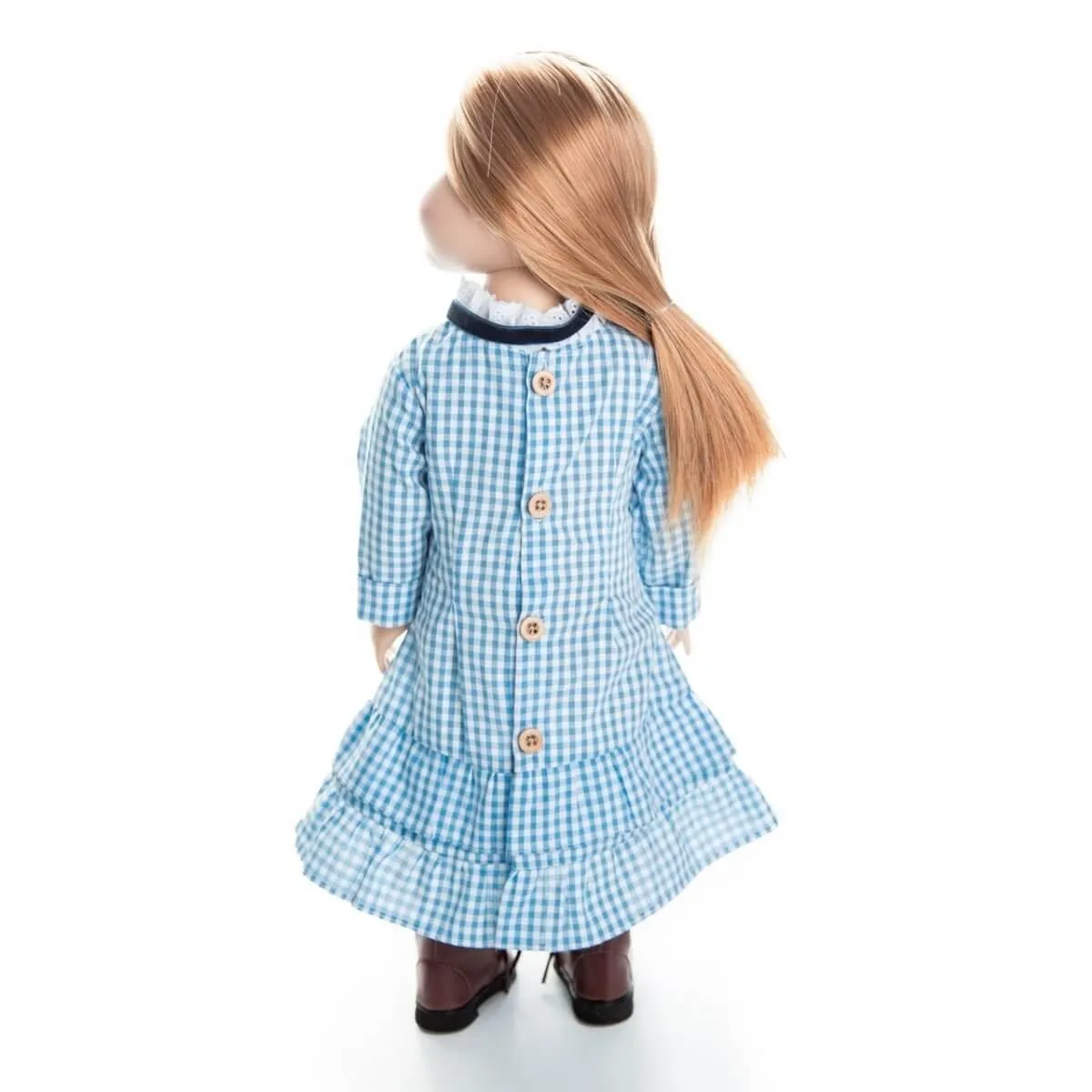 Little House On The Prairie Blue Check Dress, Clothes for 18 Inch Dolls