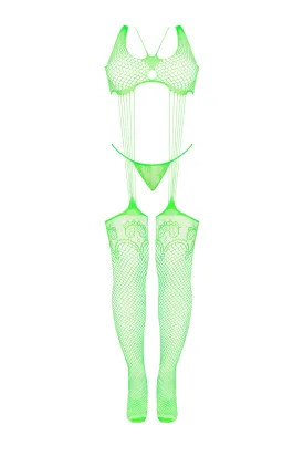 Magic Silk Seamless Bodystocking & G-String Panty Set Lime One Size