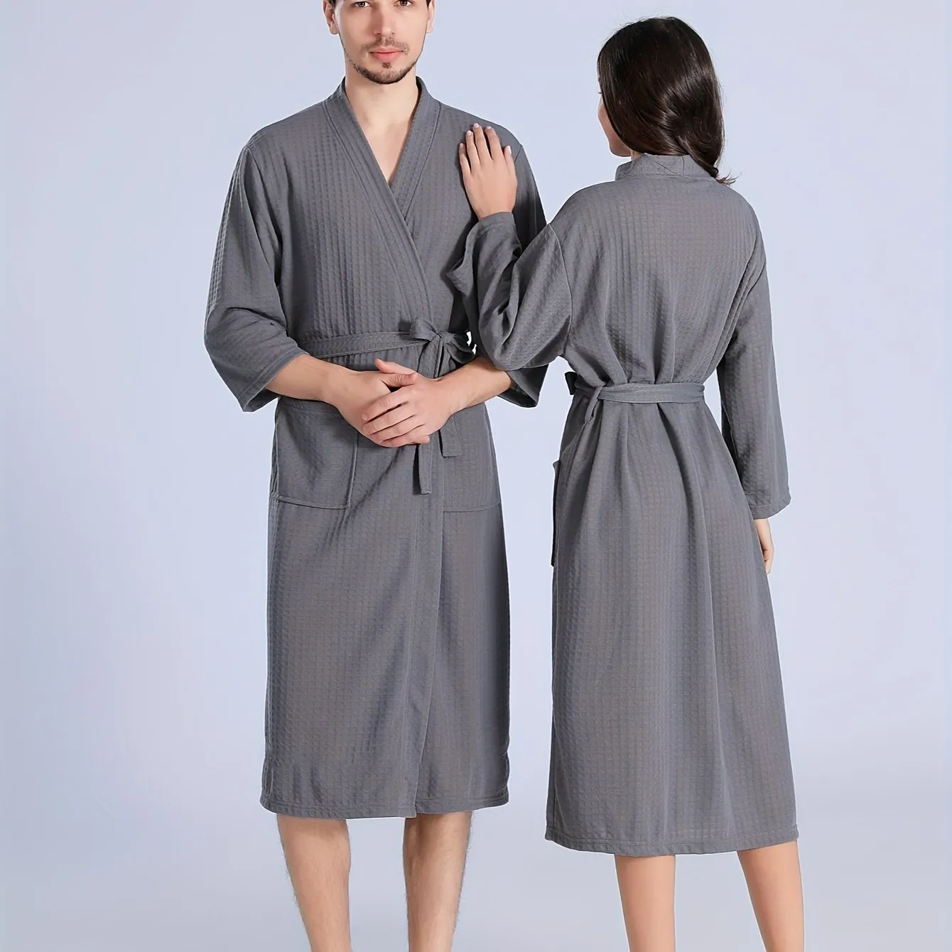 Men's Breathable Comfy Solid Color Thin Style Robe For Home Pajamas Wear Nightgown Sets After A Bath For Spring And Summer