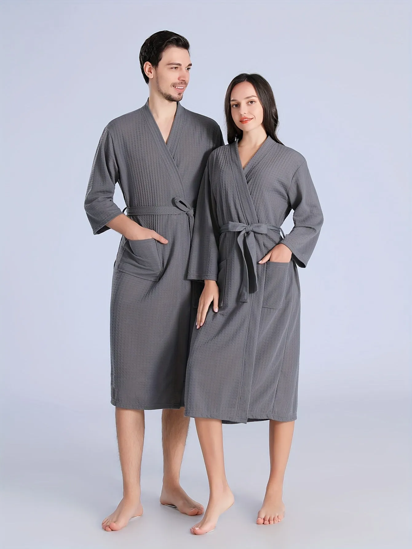 Men's Breathable Comfy Solid Color Thin Style Robe For Home Pajamas Wear Nightgown Sets After A Bath For Spring And Summer