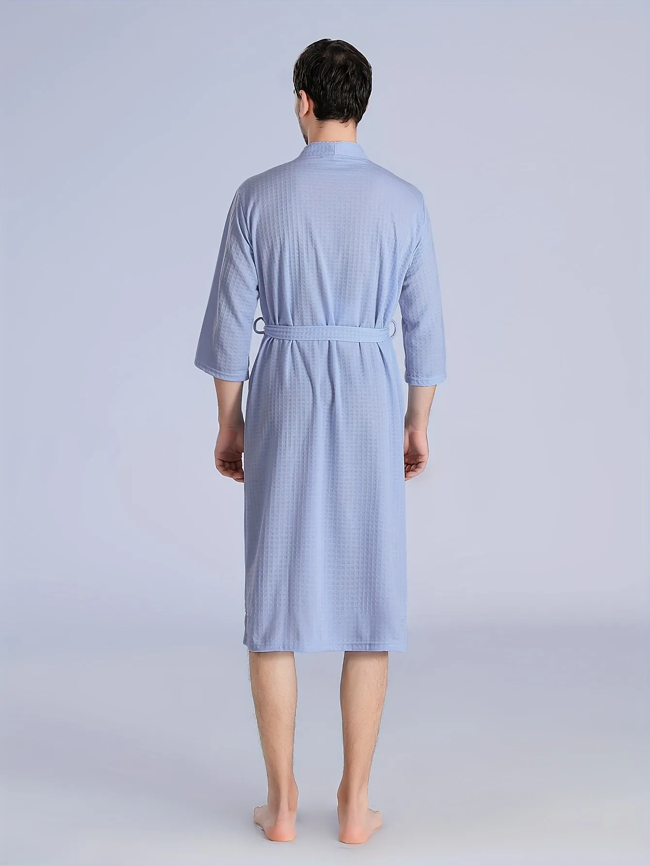 Men's Breathable Comfy Solid Color Thin Style Robe For Home Pajamas Wear Nightgown Sets After A Bath For Spring And Summer