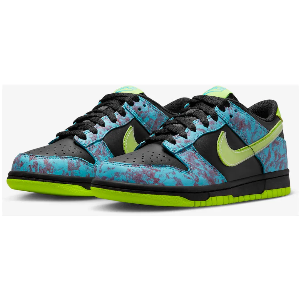 Nike Kid's Dunk Low SE GS Shoes - Multi / Black / Baltic Blue / Volt