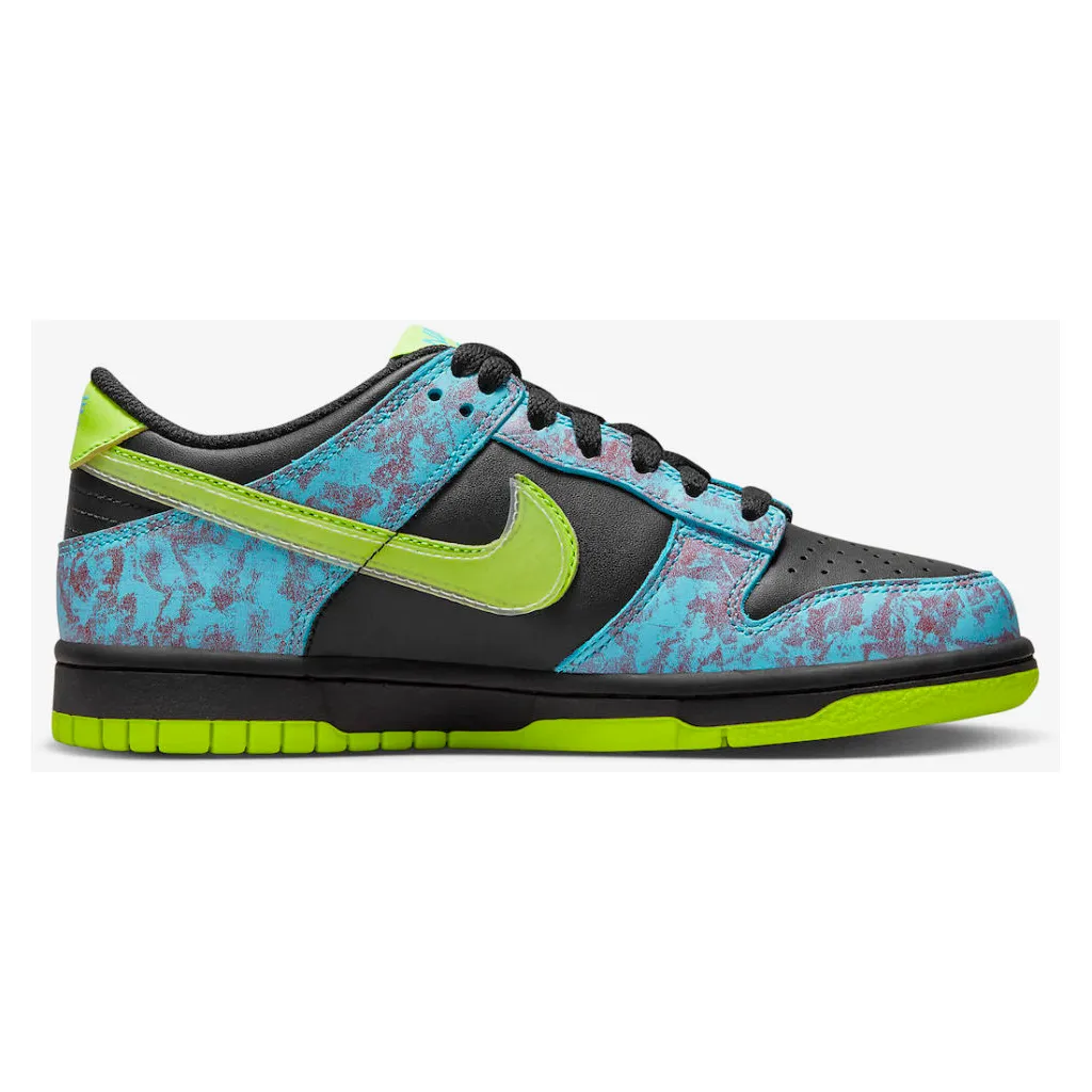 Nike Kid's Dunk Low SE GS Shoes - Multi / Black / Baltic Blue / Volt