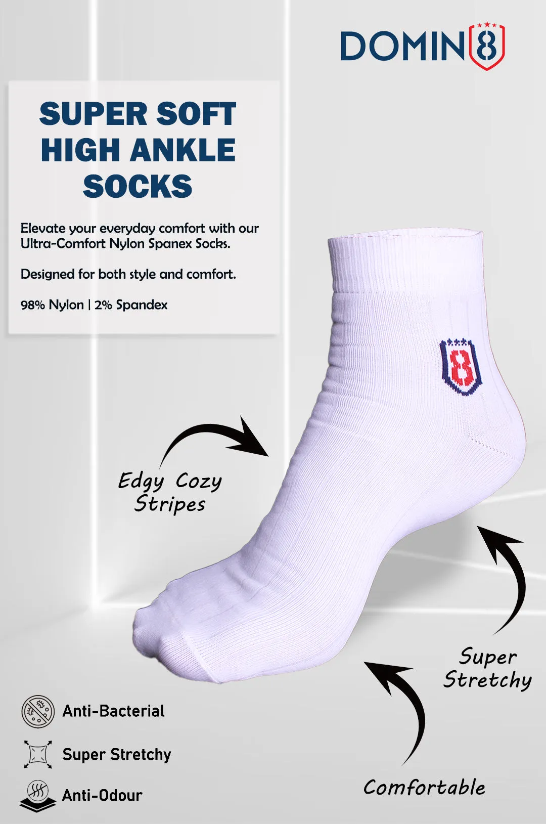 Nylon High Ankle Socks - White