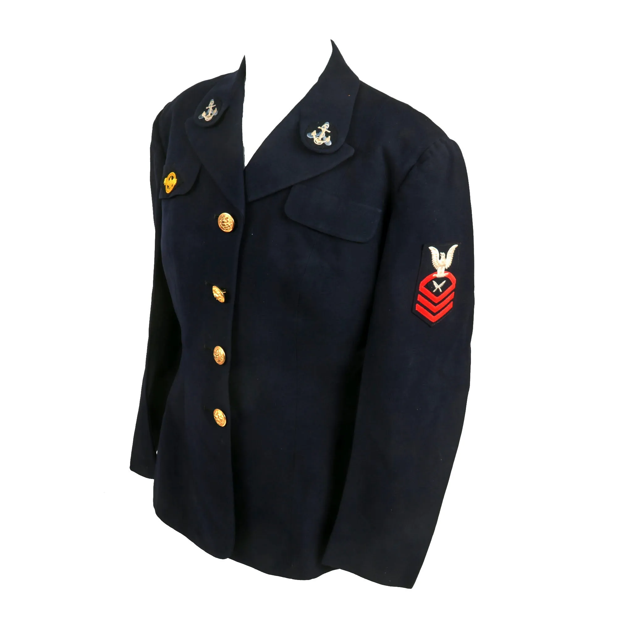 Original U.S. WWII Women Accepted for Volunteer Emergency Service “WAVES” Naval Reserve Blue Service Dress Uniform Grouping For Chief Yeoman Yvonne McManus