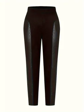 Plus Size Solid Stitching PU Leather Tapered Leg Trousers - Effortlessly Chic Style for Every Occasion