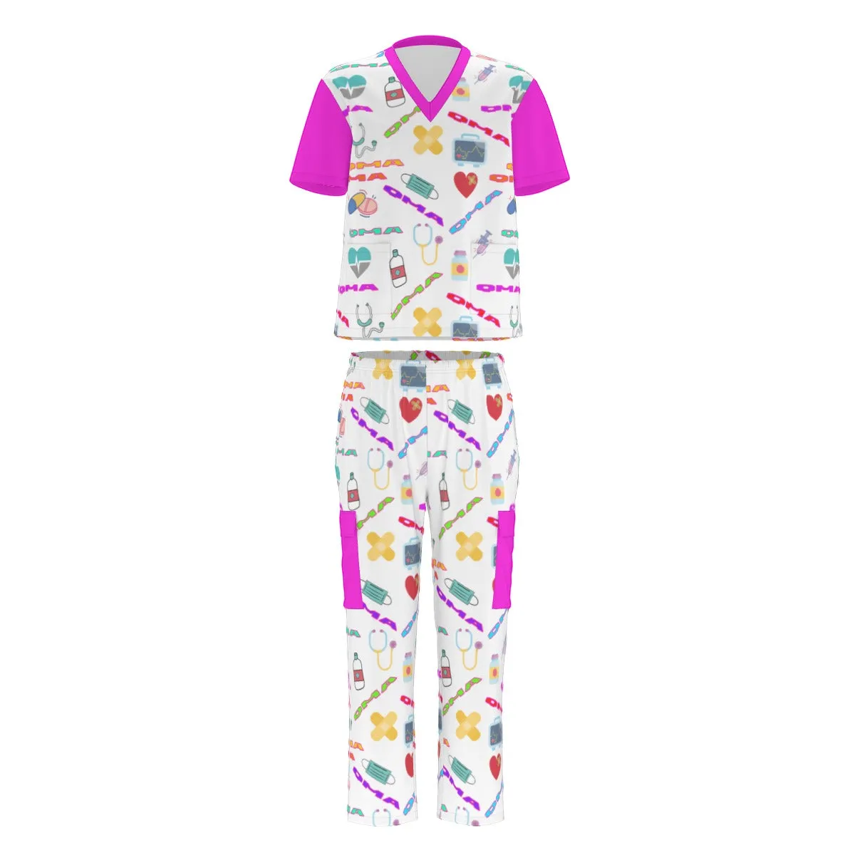 QMA Women's Scrub Set With Six Pocket