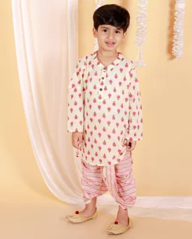 Sakura Pink Boys Dhoti Kurta Set