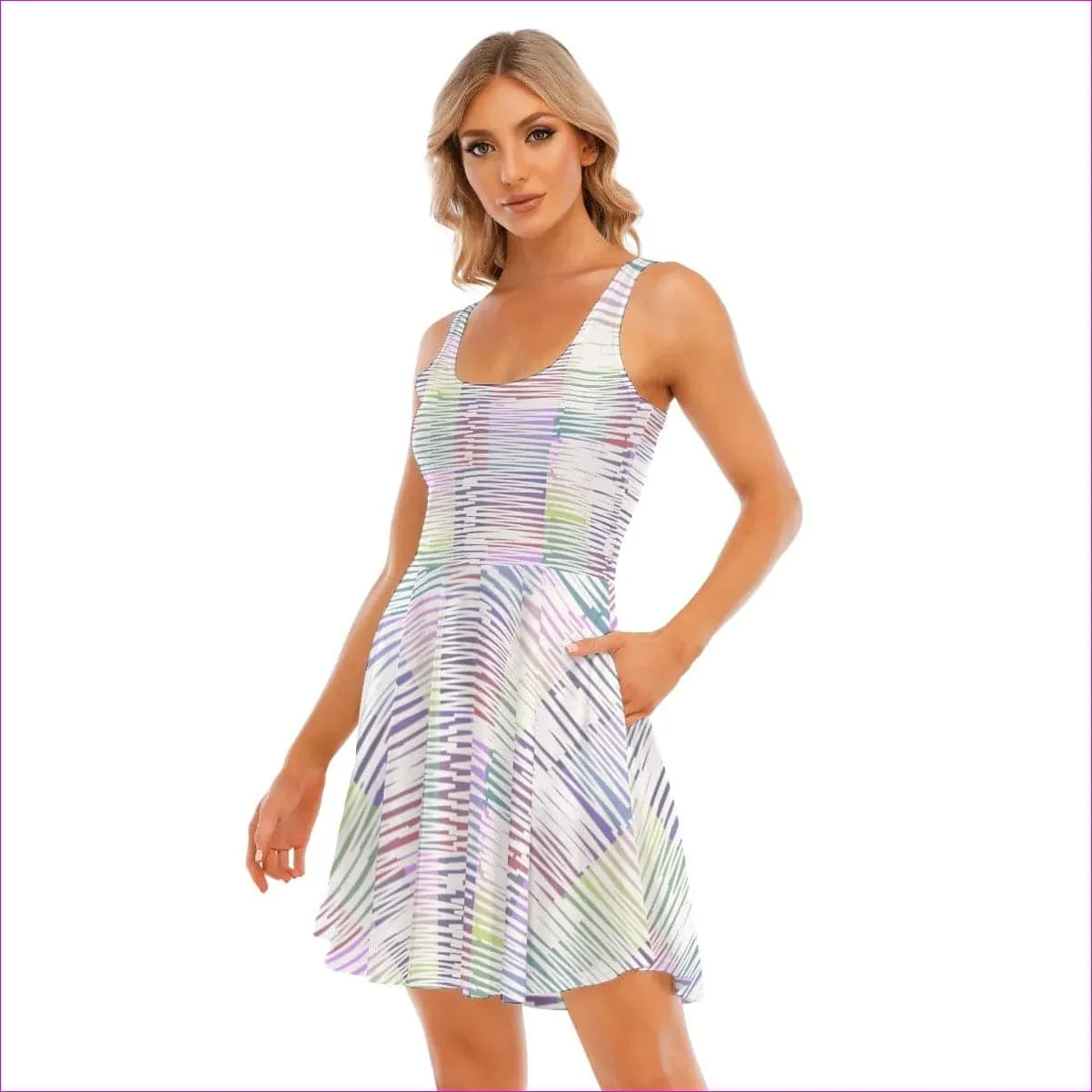 Scribbled Women's & Teen's Tank Vest Dress