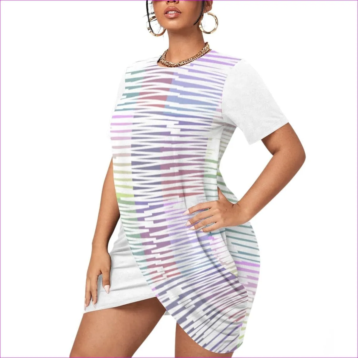 Scribbled Women’s Stacked Hem Dress Voluptuous ( ) Plus Size