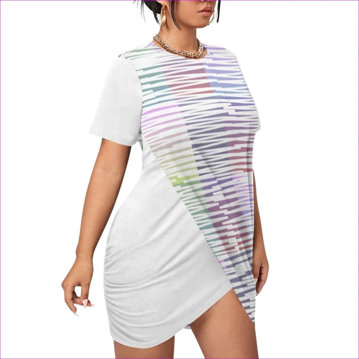 Scribbled Women’s Stacked Hem Dress Voluptuous ( ) Plus Size