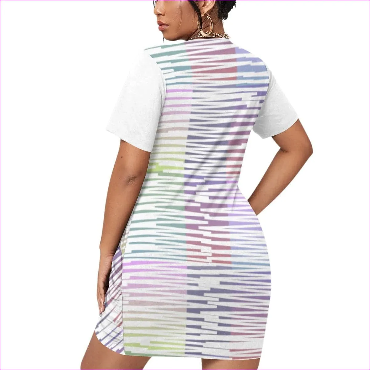 Scribbled Women’s Stacked Hem Dress Voluptuous ( ) Plus Size