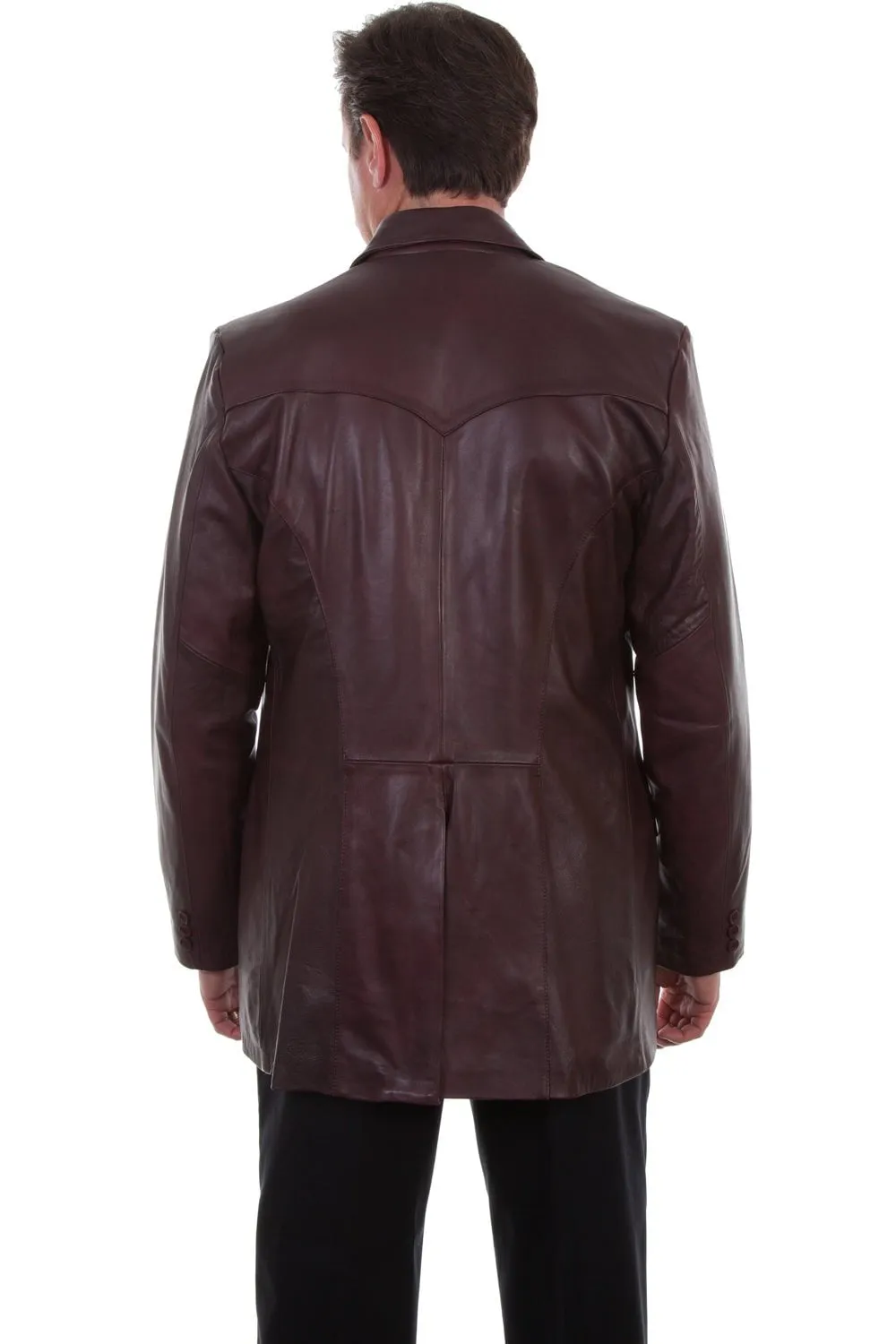 Scully Leather Mens Black Cherry Lambskin Ostrich Trim Western Blazer