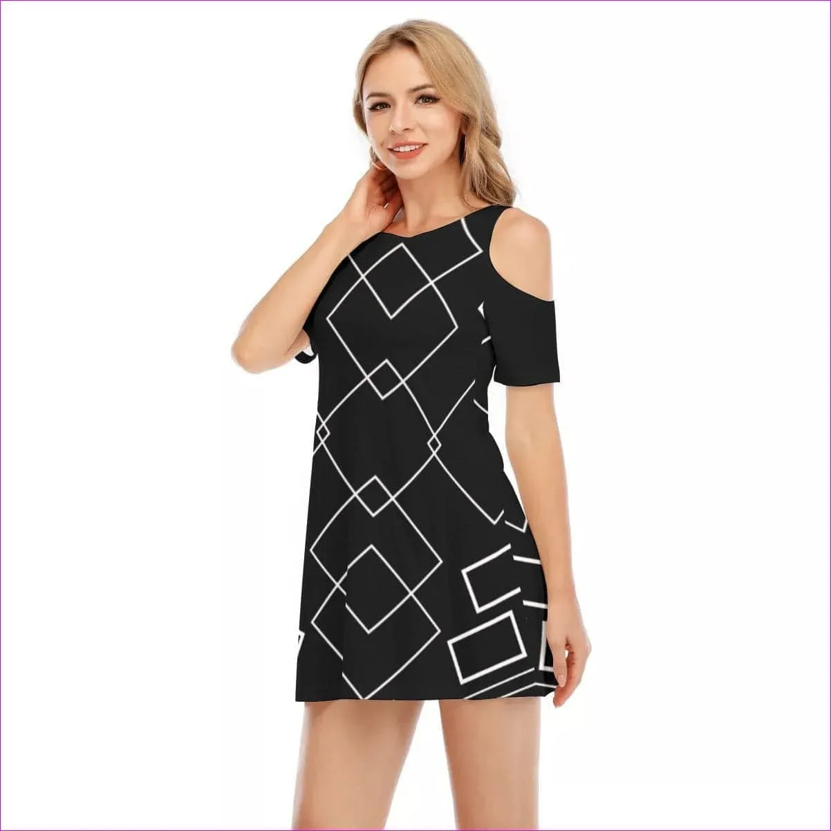 Shaped Out Women's Cold Shoulder O-neck Dress | 100% Cotton