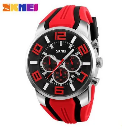 SKMEI New Six Pin Men Quartz Analog Sport Watch Fashion Casual Stop Watch Date Waterproof Men's Watches Relogio Masculino