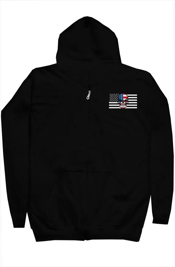 Skull Flag Gildan Zip Hoody - Ships from The US