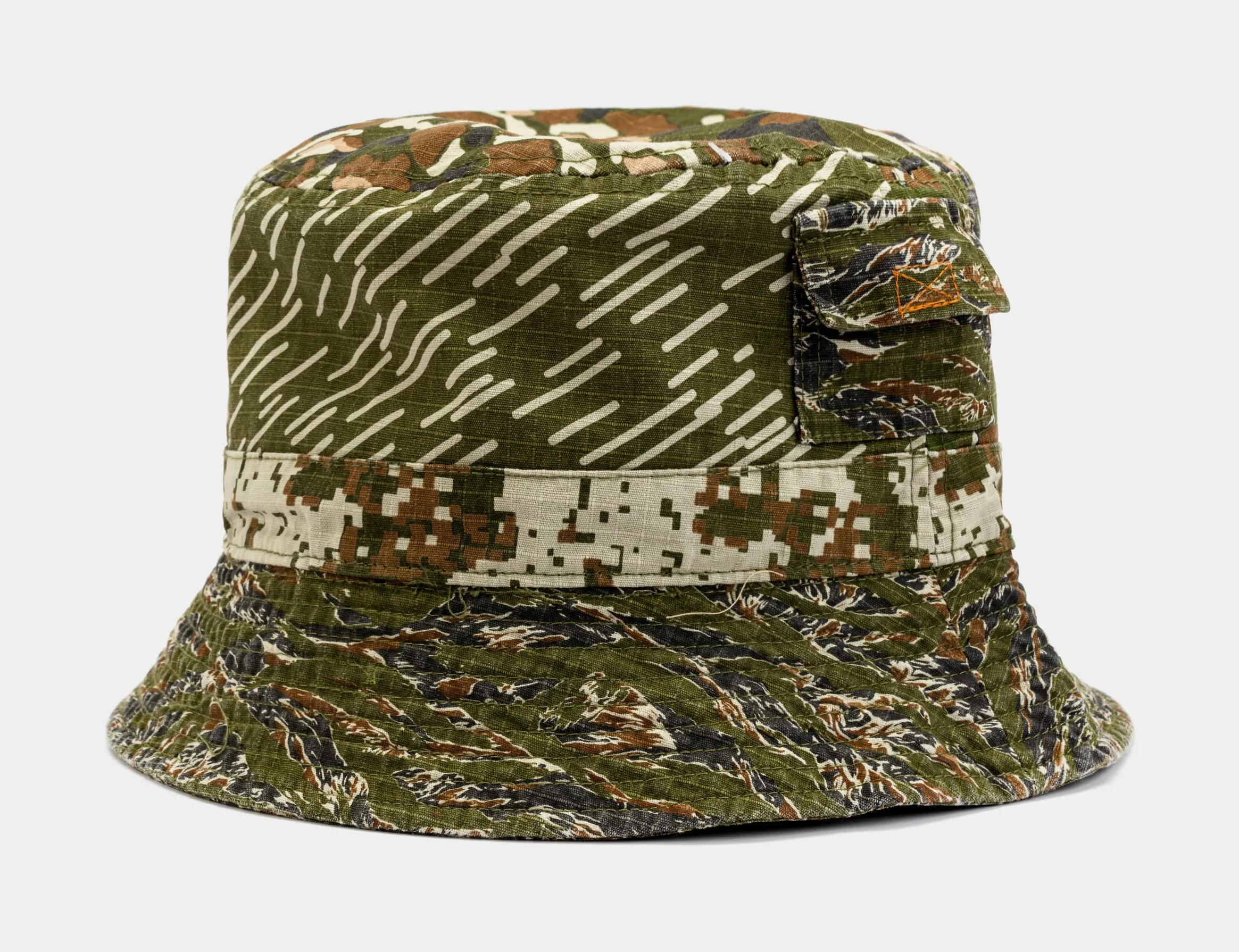 SP Exclusive Tiger Camo Patchwork Bucket Mens Hat (Green)