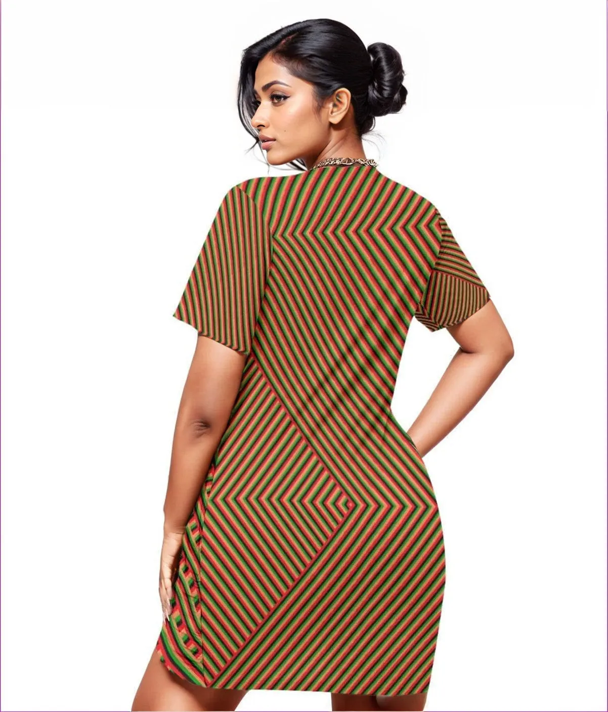 Striped Galore Women’s Stacked Hem Dress Voluptuous ( ) Plus Size