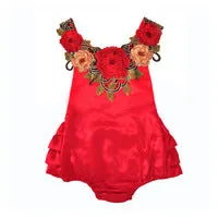 Swimsuit Girl's  Summer Floral Wooden Ear One-Piece Strap Backless Children's Swimwear