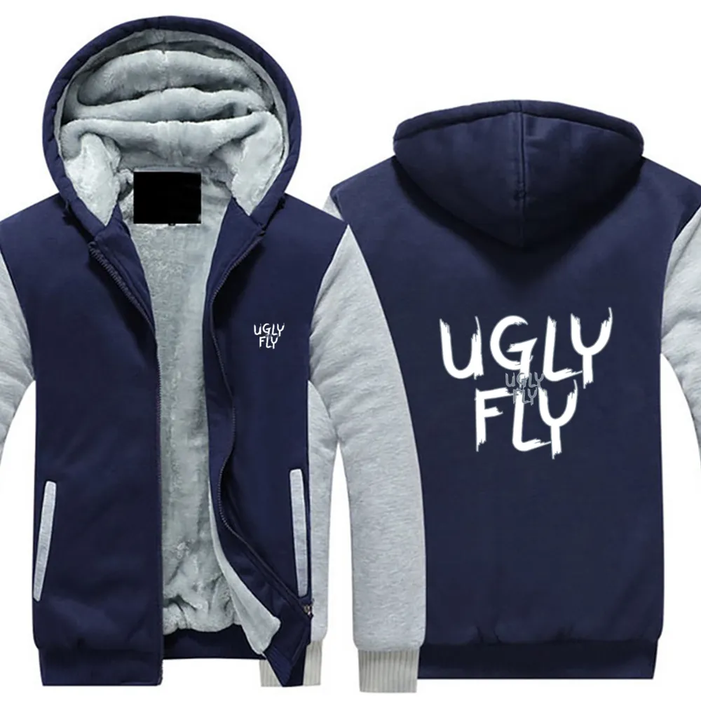 Ugly Fly Men's Thick Plush Zippered Hoodie Coat - 4 colors