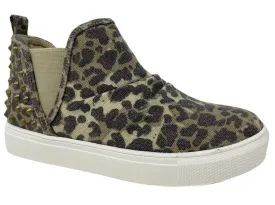 Very G "Zoey" Leopard Studded Slip-on Shoes