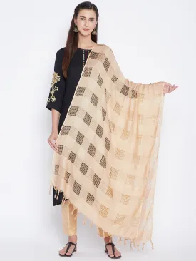 Women Fawn Check Solid Dupatta