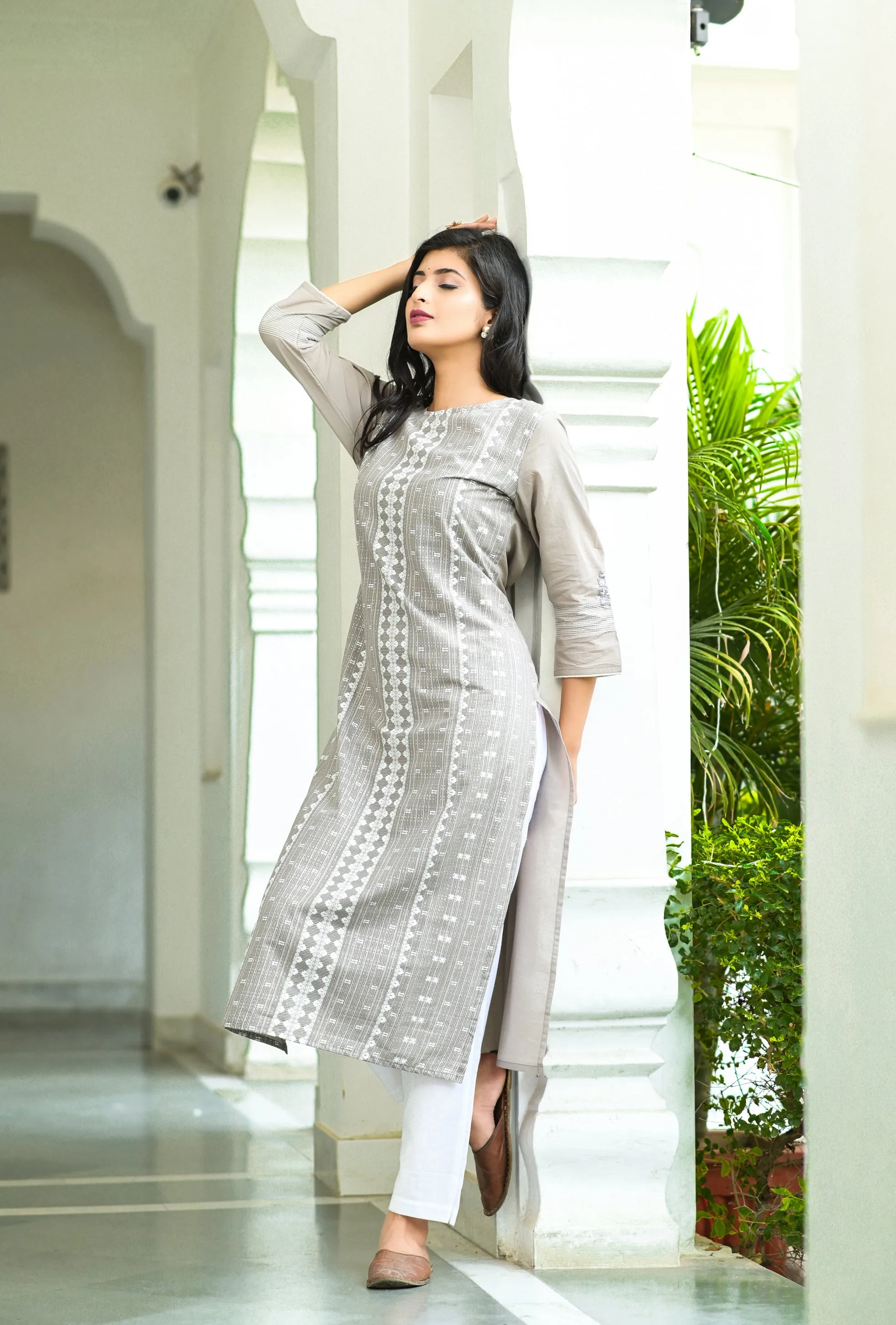 Women Grey Printed Kurta Set